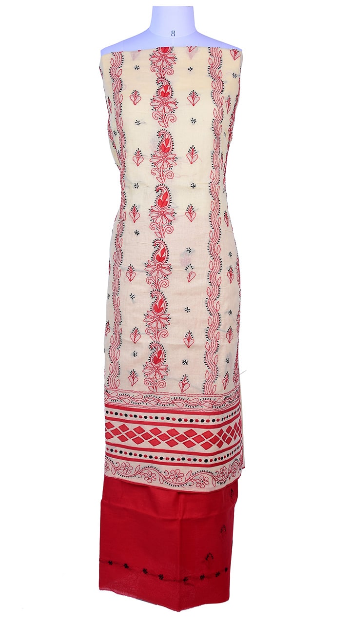 Lucknow Chikankari Cotton Dress Material | Hand-Embroidered